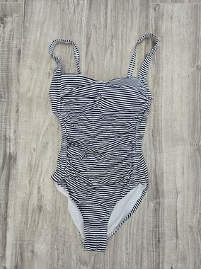 Nip Tuck Striped Navy & White One-Piece Swimsuit Size 4 Or S